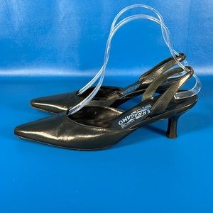 90's Vintage Pointed Toe Kitten Heels Slingbacks - Salvatore Ferragamo - 7